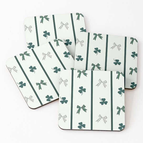 Item preview, Shamrock Clover &Bows and Stripes - Coquette St. Patrick's Day mint green designed and sold by aneladesigns.