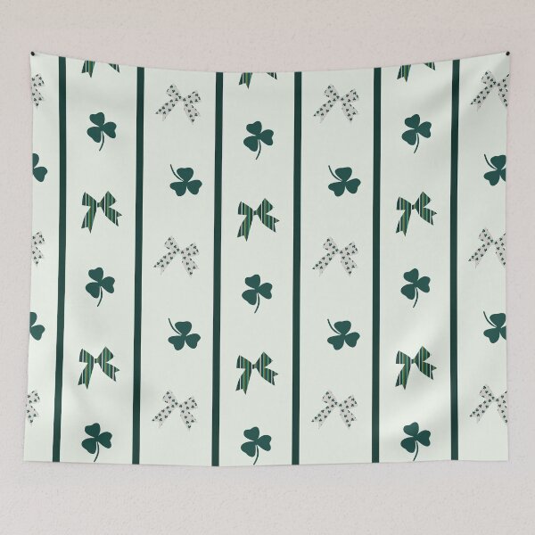 Item preview, Shamrock Clover &Bows and Stripes - Coquette St. Patrick's Day mint green designed and sold by aneladesigns.