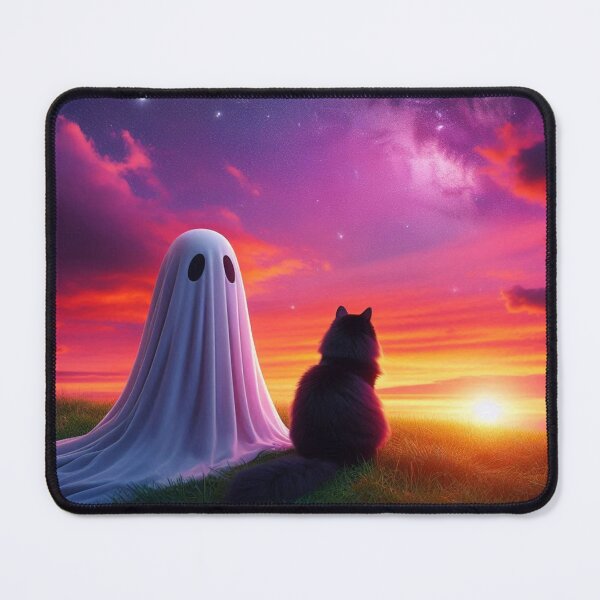 Item preview, ghost and cute rabbit sunset watching designed and sold by Dogandesighn.