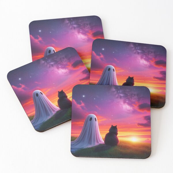 Item preview, ghost and cute rabbit sunset watching designed and sold by Dogandesighn.