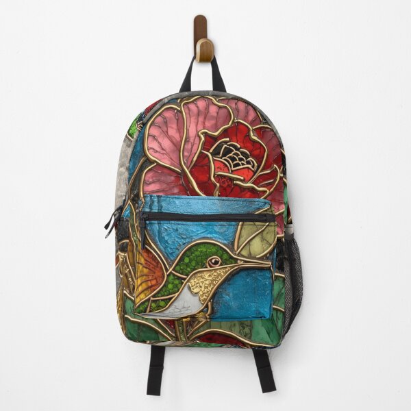 Item preview, Harmony in Bloom – Twin Hummingbirds Stained Glass Art designed and sold by FerryFineArt.