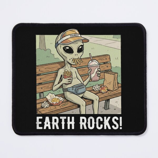 Item preview, Earth Rocks – Alien Tourist Eating Fast Food designed and sold by NOVALOOMARCH.