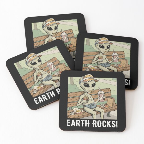 Item preview, Earth Rocks – Alien Tourist Eating Fast Food designed and sold by NOVALOOMARCH.