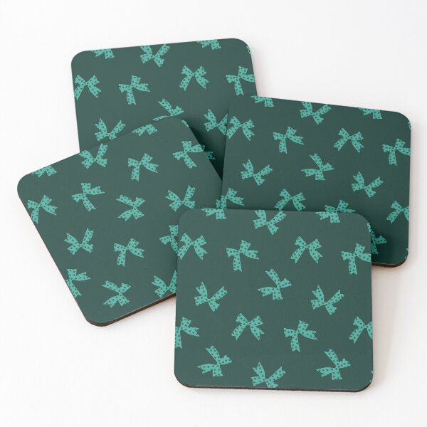 Item preview, Shamrock Clover Bows -Coquette  St. Patrick's Day on dark green designed and sold by aneladesigns.