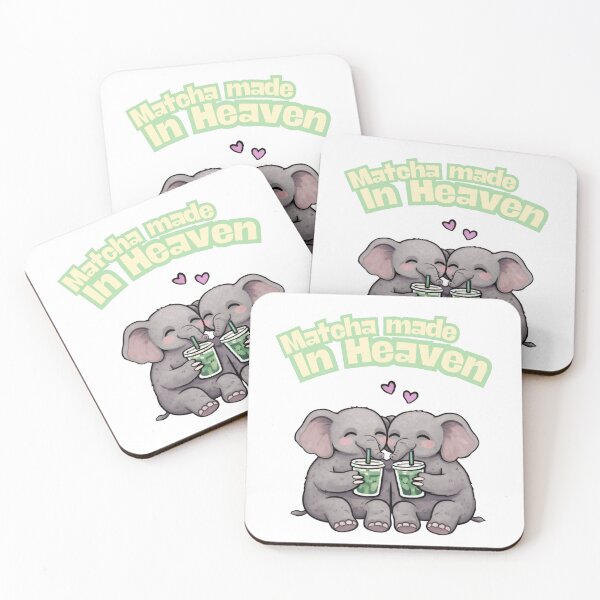 Item preview, Cute Elephants with Matcha designed and sold by Megdesigns26.