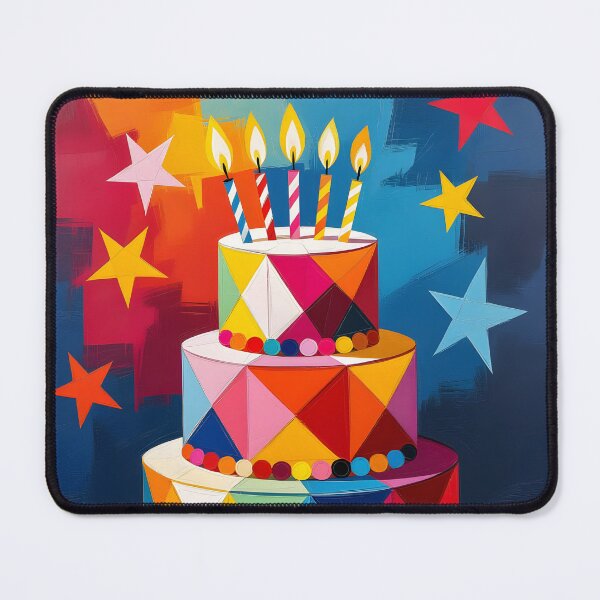 Item preview, A vibrant, abstract expressionist birthday cake and stars designed and sold by Ponted.