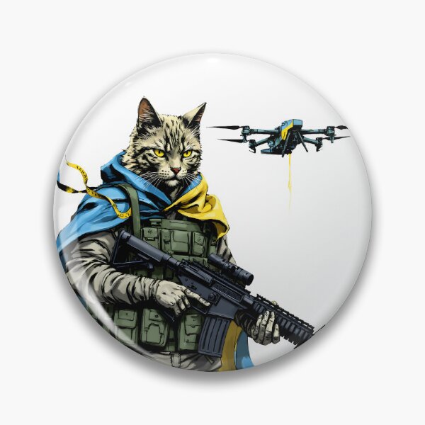 Item preview, Ukrainian cat with flags and drone in the war designed and sold by pixeldizajn.