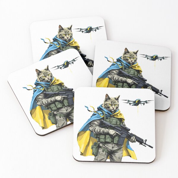 Item preview, Ukrainian cat with flags and drone in the war designed and sold by pixeldizajn.