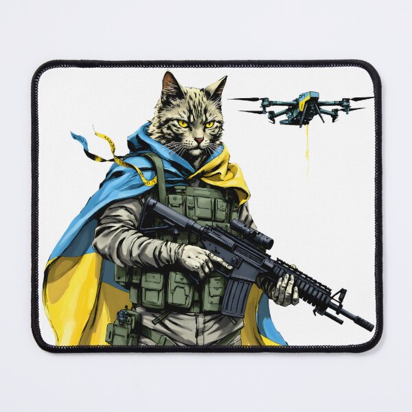 Item preview, Ukrainian cat with flags and drone in the war designed and sold by pixeldizajn.