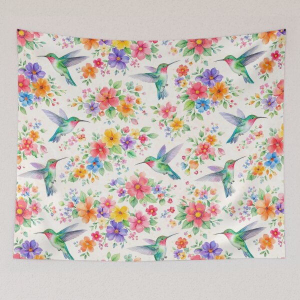 Item preview, Colorful hummingbirds and floral watercolor designed and sold by juthamas8426.