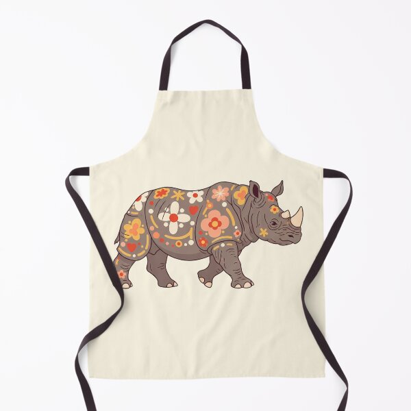 Item preview, Javan Rhino Silhouette with Floral Motifs – Scandinavian Folk Art by heidiannemorris © designed and sold by FOLK ART FUSION by heidiannemorris.