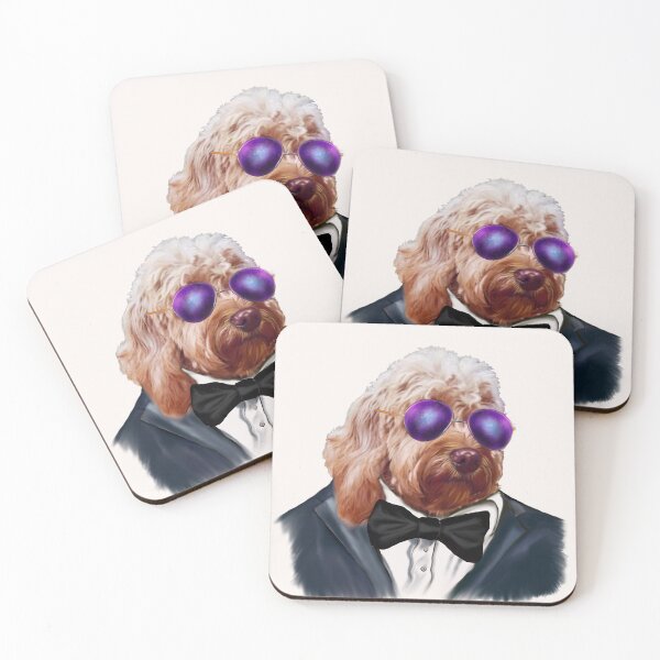 Item preview, Cool Cavapoo in Sunglasses and Tuxedo | Cute Doodle Dog Aesthetic Art designed and sold by Artonmytee.