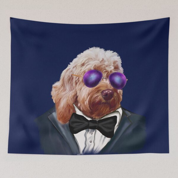 Item preview, Cool Cavapoo in Sunglasses and Tuxedo | Cute Doodle Dog Aesthetic Art designed and sold by Artonmytee.
