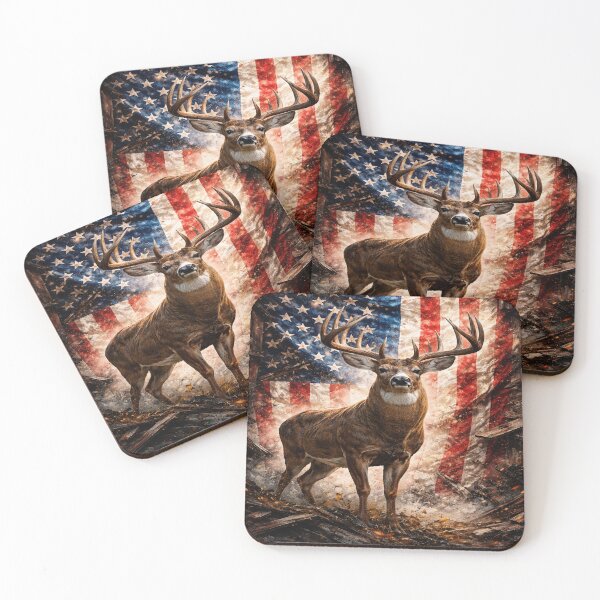 Item preview, American Whitetail Buck – Patriotic Deer with USA Flag Background designed and sold by Matty69TeeS.