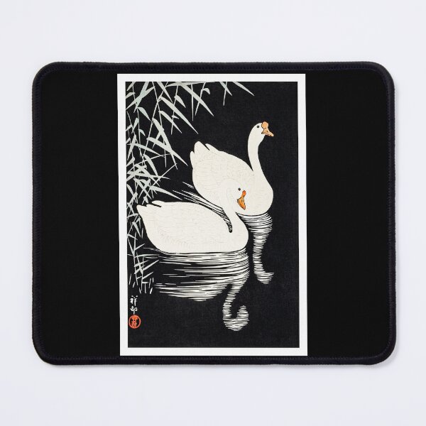 Item preview, 1928 Ohara Koson White Chinese Geese Swimming Among Reeds Art Print designed and sold by xposedbydesign.