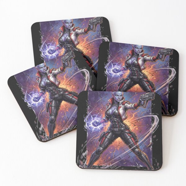 Item preview, Aria T'Loak Mass Effect Omega Queen Asari Crime Lord Afterlife Club Pirate Queen Blue Skin Biotic Fan Art Portrait Poster T-Shirt Sticker Print Gift designed and sold by Senpaiwaves.