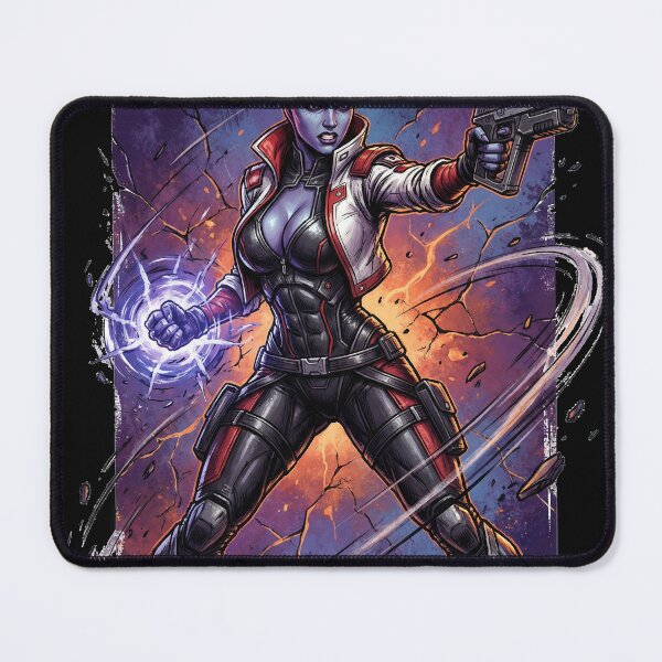 Item preview, Aria T'Loak Mass Effect Omega Queen Asari Crime Lord Afterlife Club Pirate Queen Blue Skin Biotic Fan Art Portrait Poster T-Shirt Sticker Print Gift designed and sold by Senpaiwaves.