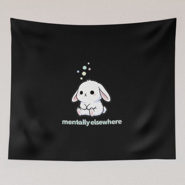 Item preview, Mentally Elsewhere Bunny Sticker – Cute Dissociation Meme designed and sold by Relatable-Ramen.