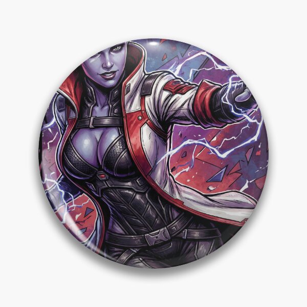 Item preview, Aria T'Loak Mass Effect Omega Queen Asari Crime Lord Afterlife Club Pirate Queen Blue Skin Biotic Fan Art Portrait Poster T-Shirt Sticker Print Gift designed and sold by Senpaiwaves.