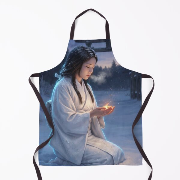 Item preview, Snow Shrine Maiden Holding a Warm Light – Winter Serenity | Mori no Akari Series designed and sold by Mori-no-Akari.