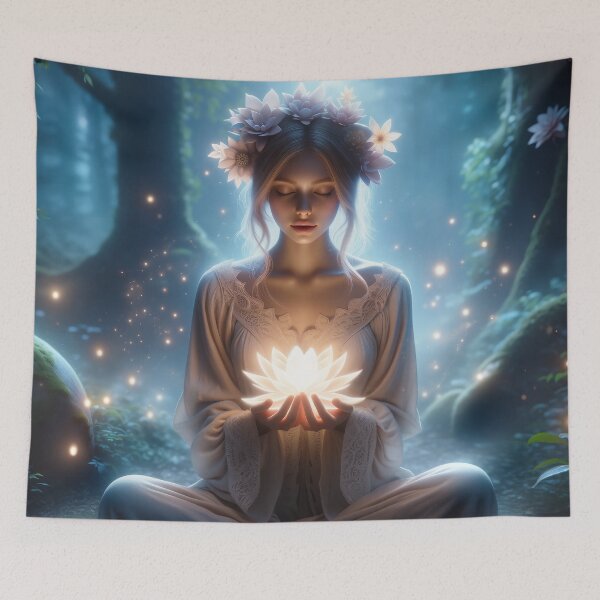 Item preview, Lotus Flower Meditator - Sacred Inner Light Awakening designed and sold by FriskyLemur.