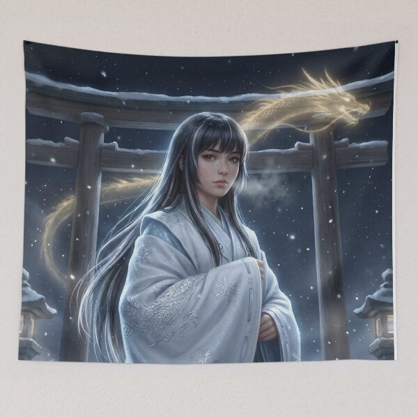 Item preview, Winter Dragon Priestess at the Snow Shrine – Silent Night Guardian | Mori no Akari Series designed and sold by Mori-no-Akari.