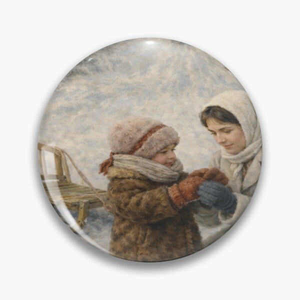 Item preview, To the Hill with Mom – Winter Childhood Memory designed and sold by ggstcraft.