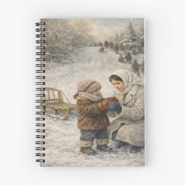 Item preview, To the Hill with Mom – Winter Childhood Memory designed and sold by ggstcraft.