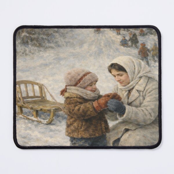 Item preview, To the Hill with Mom – Winter Childhood Memory designed and sold by ggstcraft.
