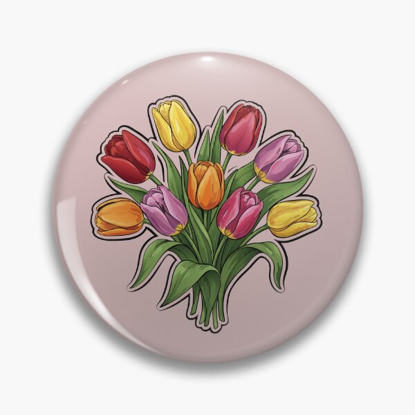 Artikelvorschau, Illustration eines farbenfrohen Tulpenstraußes – Frühlingsblumenkunst entworfen und verkauft von Royalsticker.