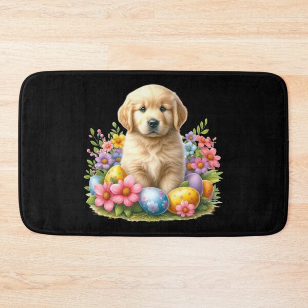 Item preview, Cute Golden Puppy with Easter Eggs and Flowers designed and sold by Dominik1994.