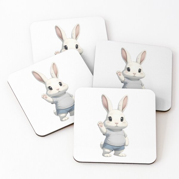 Item preview, Cute White Bunny Waving Hello Illustration designed and sold by PeaceHappyLove.