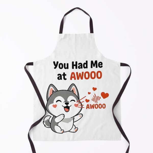 Item preview, Cute Husky Cartoon with Funny Awoo Quote Dog Lover Art for Stickers Shirts Mugs Gifts Adorable Puppy Illustration designed and sold by Fur Damage Co. | Funny Husky Designs.