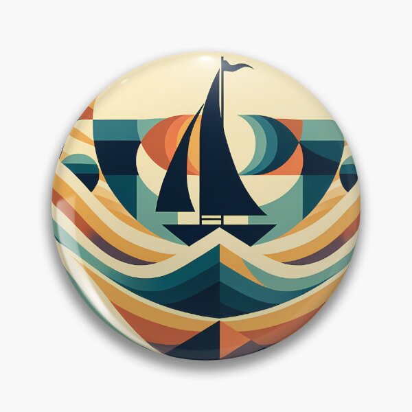 Item preview, Geometric Sailboat Over Stylised Waves designed and sold by InkSmithery.