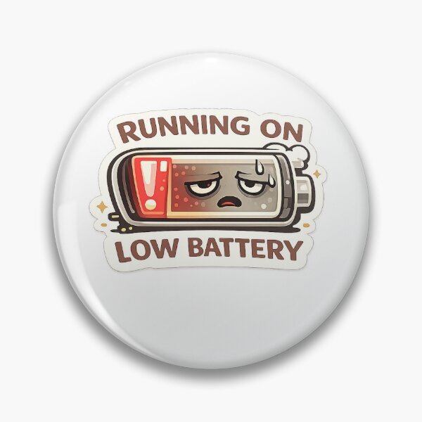 Artikelvorschau, Running on Low Battery – Funny Tired Mood Battery Cartoon for Shirts & Stickers entworfen und verkauft von PlainHumor.