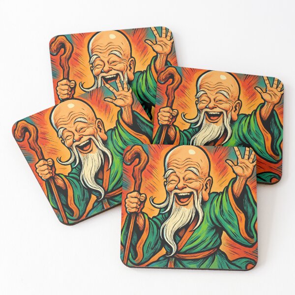 Item preview, Fukurokuju, Japanese God of Happiness, bald with long whiskers and an elongated forehead| Comics stylCartoone -  designed and sold by ComicsFactory.