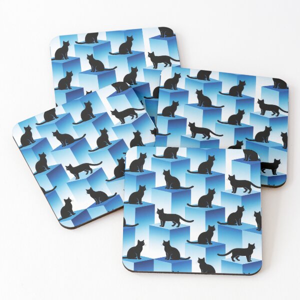 Item preview, Cats on Blue Geometric Steps Pattern designed and sold by Andy Gambino Art.
