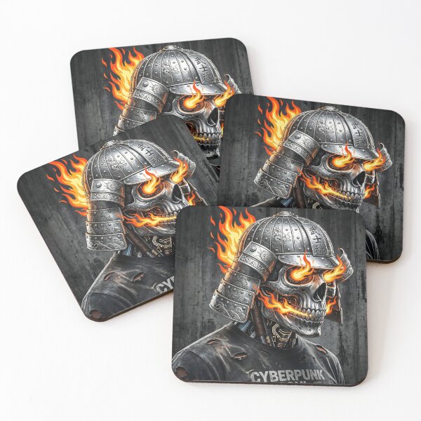 Item preview, Flaming Cyberpunk Samurai Skull designed and sold by Clay Artista.
