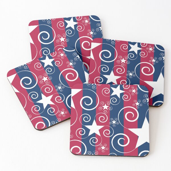 Item preview, Old Glory White Stars with Swirls Stripes Halfdrop Red Blue designed and sold by Art in My Loft.