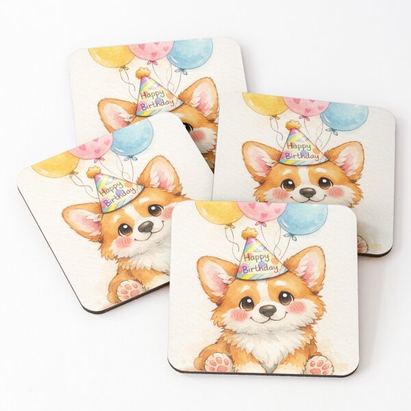 Item preview, Happy Birthday Corgi – Cute Puppy Birthday Illustration designed and sold by Darlin8888.