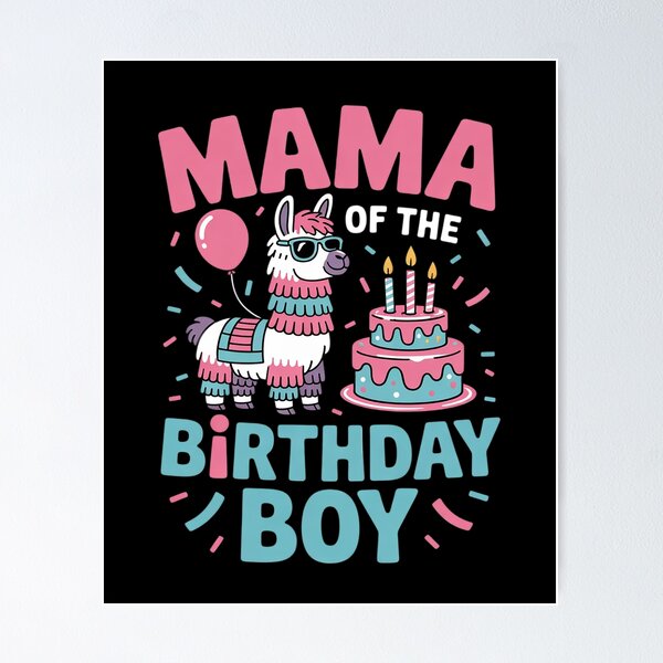 Item preview, mama Birthday Boy Llama Pinata Party family mathing women designed and sold by DigitaldeligArt.