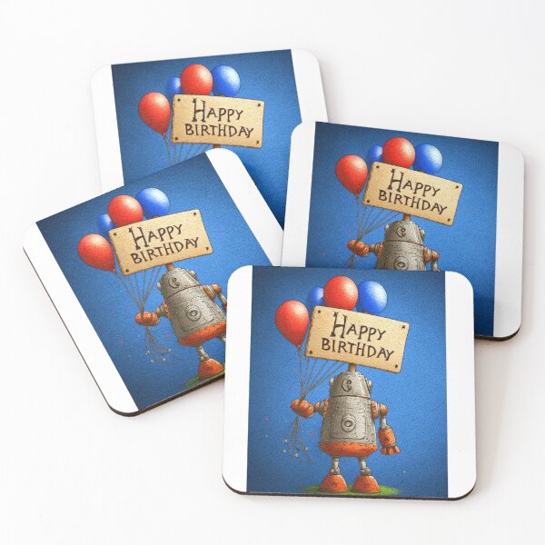 Item preview, Happy Birthday with Robot designed and sold by DesignAFind.