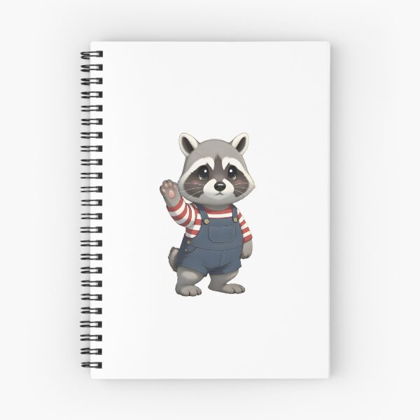 Item preview, Cute Raccoon Waving in Denim Overalls designed and sold by PeaceHappyLove.