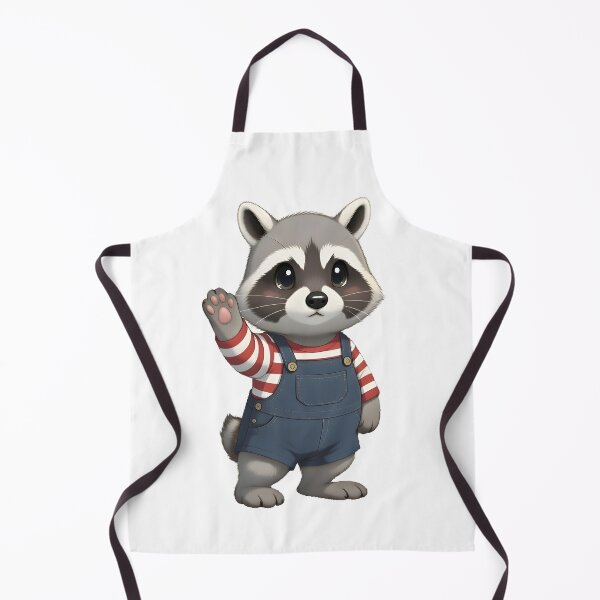 Item preview, Cute Raccoon Waving in Denim Overalls designed and sold by PeaceHappyLove.