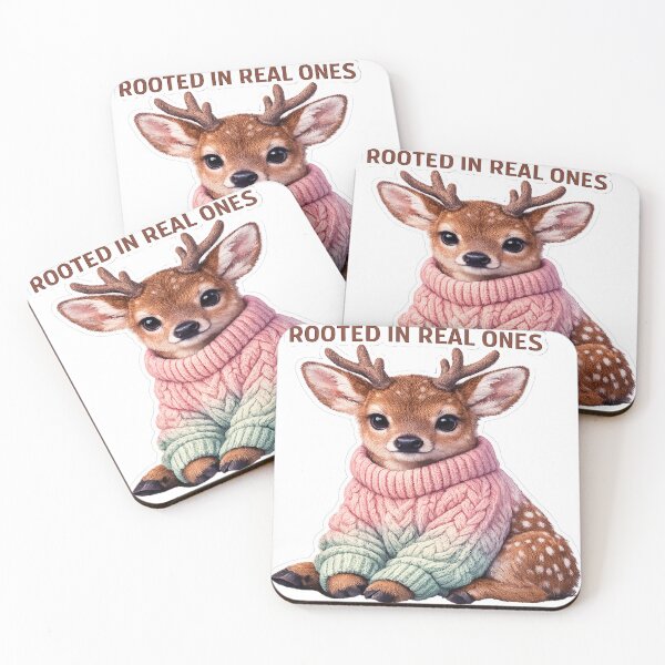 Item preview, Rooted In Real Ones: Cozy Deer Fawn in Sweater Sticker Art designed and sold by ARTCREATESHOP.