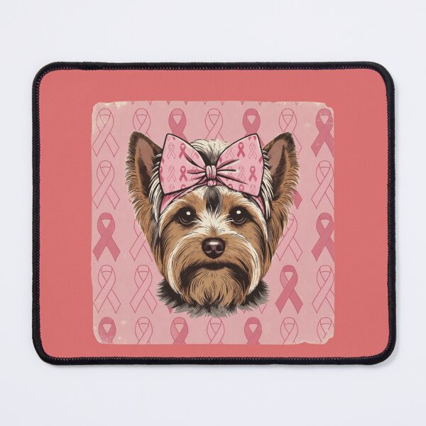 Item preview, Yorkshire Terrier Dog With Pink Bow For Breast Cancer Awareness designed and sold by GrumpySableye.
