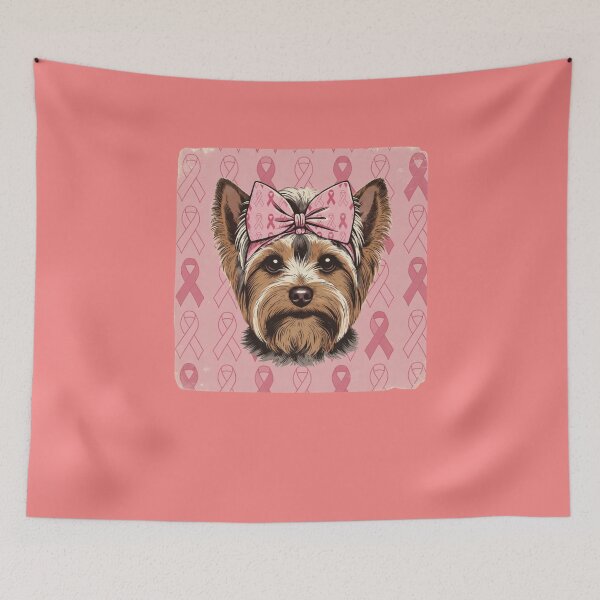 Item preview, Yorkshire Terrier Dog With Pink Bow For Breast Cancer Awareness designed and sold by GrumpySableye.