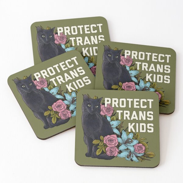 Item preview, Protect Trans Kids Cat And Flowers designed and sold by Art by Veya.
