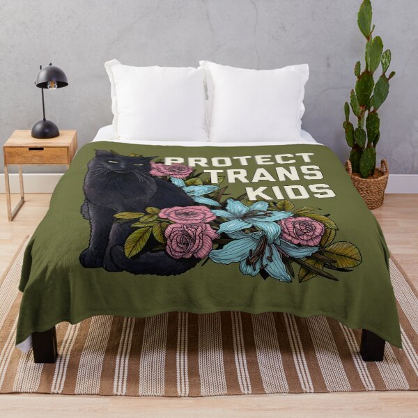 Item preview, Protect Trans Kids Cat And Flowers designed and sold by Art by Veya.