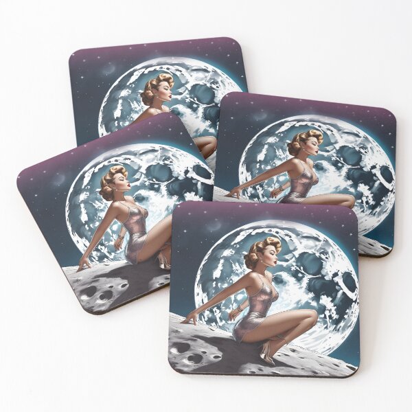 Item preview, Pin-up girl on the moon – retro space aesthetic designed and sold by Mauswohn.